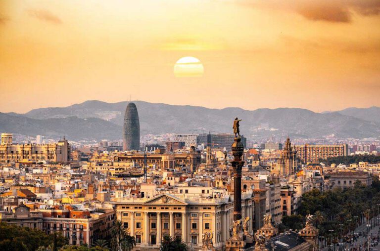 Barcelona during sunset